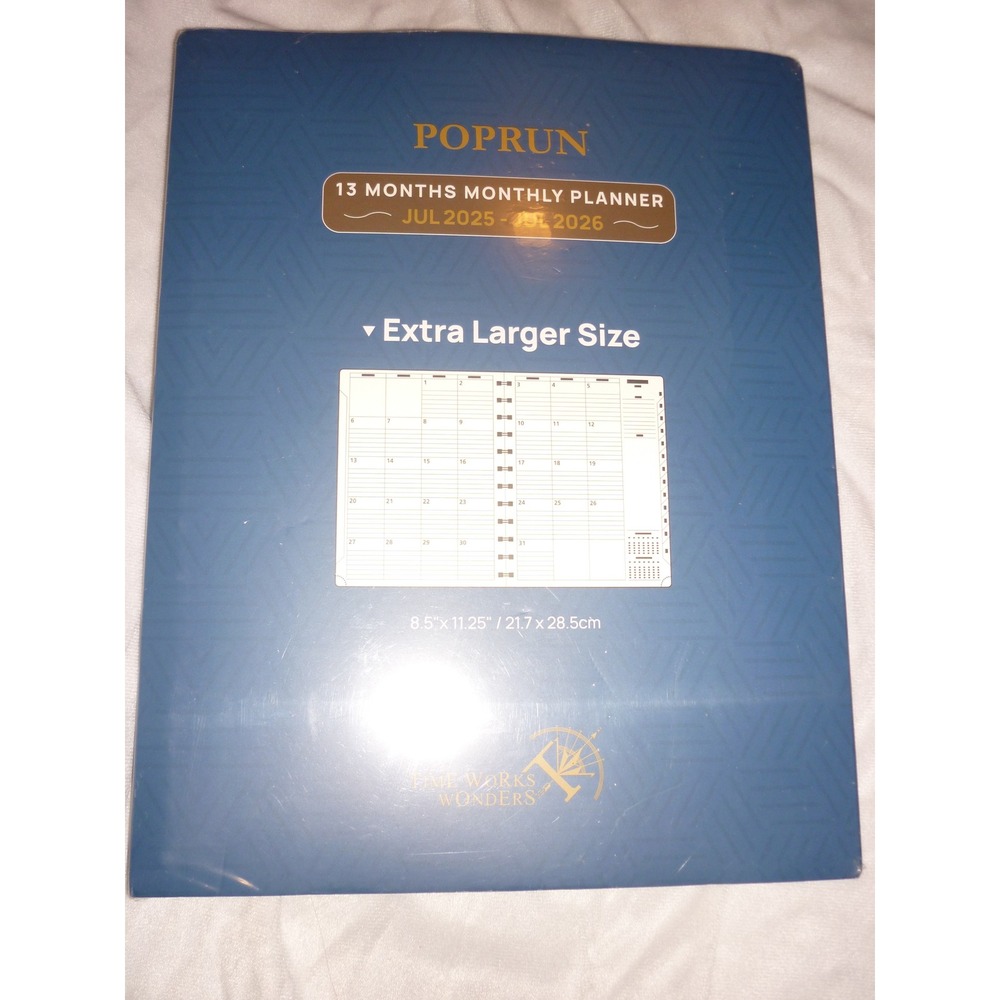 POPRUN Extra‎ Larger Size 13 Months Monthly Planner JUL 2025 2026